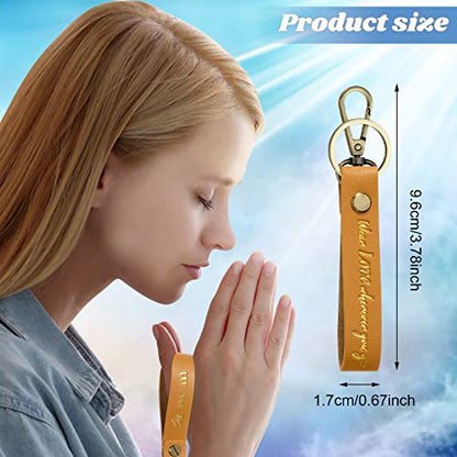 20 Pcs Christian Key Chain Leather Religious Keychain Inspirational Bible Key Chains Verse Quote Keychains Easter Day Gift - color: Multi Colors