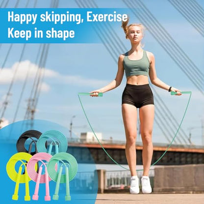 10 Pack Jump Ropes for Kids, Adjustable Jumping Ropes, 5 Colors | Lightweight Speed Rope, PVC Skipping Rope with Plastic Handles for Women, Men, Outdoor Fitness Exercise, Training, Racing