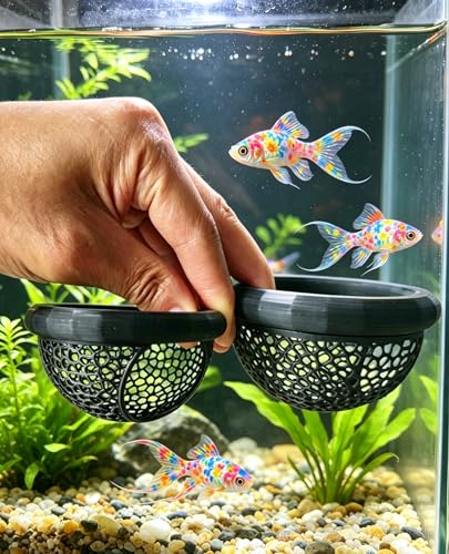 Aquarium Floating Betta Fish Skins, Betta or Shrimp Feeder, Cave and Hammock, Small Fish Feeding Rings, Aquarium Hiding Feeding Decorative Accessories (Black)