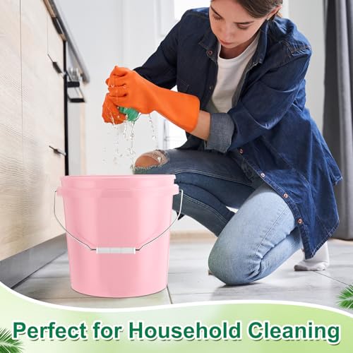 Tioncy 10 Pcs 2 Gallon Plastic Buckets with Lids and Handles,Light Pink | Storage Pails for Paint, Cleaning, Organizing, Durable Containers, Metal Handles, Plastic Material - color: Light Pink