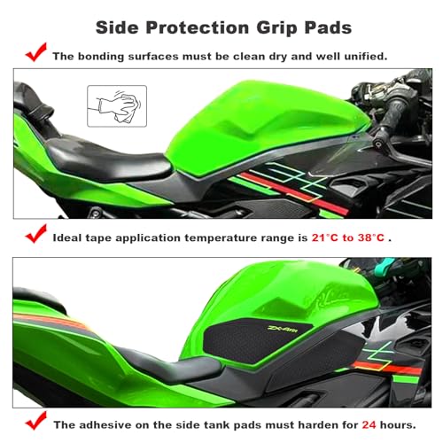 Motorcycle Tank Grip Tank Pad Protector for ZX4R ZX-4RR 2023 2024 (Green) | Motorcycle Tank Pad Tank Protector