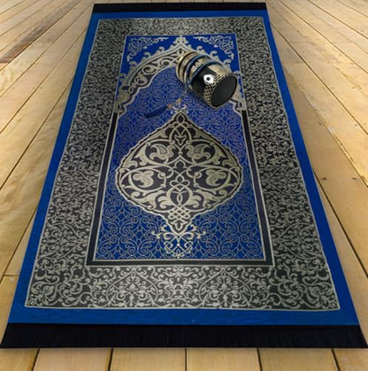 10 Pieces Kufi Hats for Men and Muslim Prayer Rug Islam and Beads, Kaabe Design