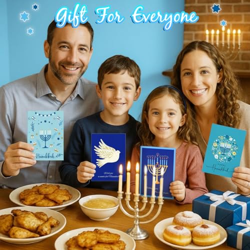 AmazingSpark 4 Set Hanukkah Gift Card Booklet Cardboard Mini Chanukah Money Holder Book for Cash David of Star Surprise Money Card Sleeve Book Hanukkah Party Gift for Birthday Holiday Appreciation - style: Hanukkah