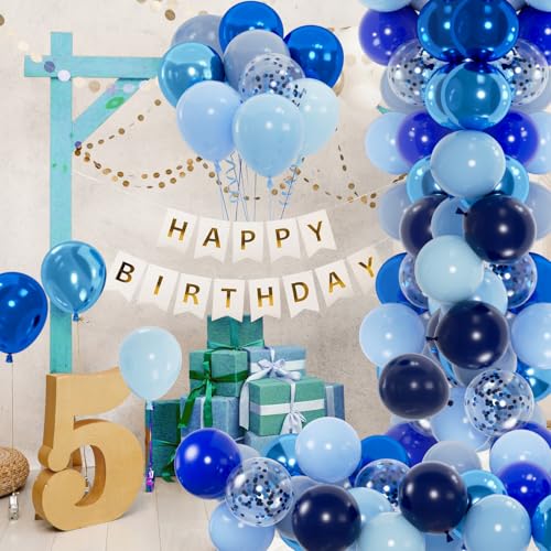 50pcs Royal Blue Balloons, 12inch Helium Quality Dark Blue Party Balloons for Birthday Graduation Baseball Party 4th of July Backdrops (with Ribbon & Glue) - color: Royal Blue