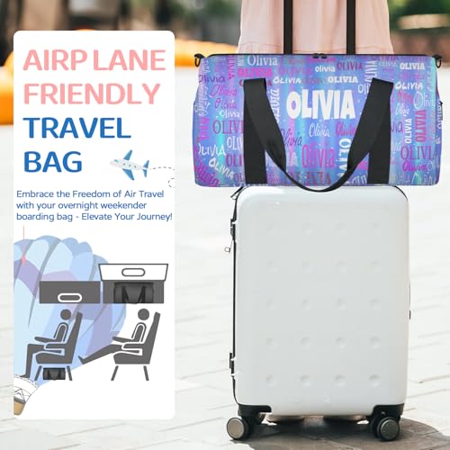Custom Named Dance Ballet Bag, Gradient Blue Galaxy Shiny | Gym Bag Sports Travel Duffle Bag Tote Carry On Weekend Sports Travel - color: Gradient Blue