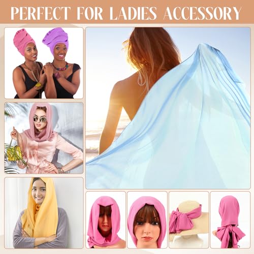 Cutecrop 36 Pack Chiffon Hijab Head Scarf for Women Solid Color Soft Chiffon Long Scarf Shawl Wraps for Women Muslim Lightweight Breathable, 36 Colors