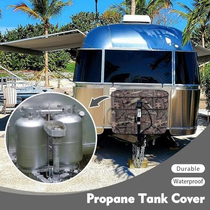 Oak Leaf Double 20lb RV Propane Tank Cover Reliable Weather Resistant Gas Cylinder Cover Travel Trailer Polyester Waterproof Cover - color: Oak Leaf, size: S(20LB)