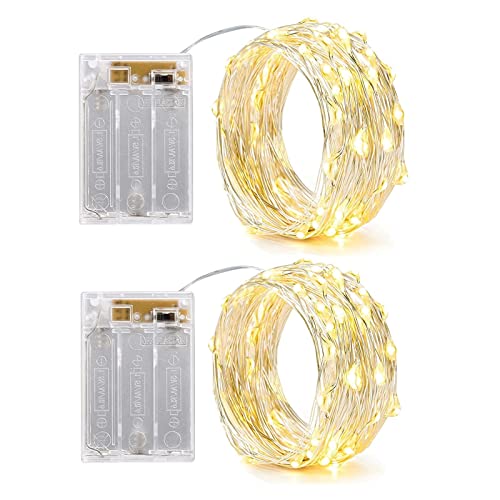 Fairy Lights Battery Operated Led String Lights for Bedroom 2Pack 50LEDs Ramadan Decorations Curtain Lights with Timer for Christmas Tree Decoration Wedding Party Decorations - size: 50LED 2Pack