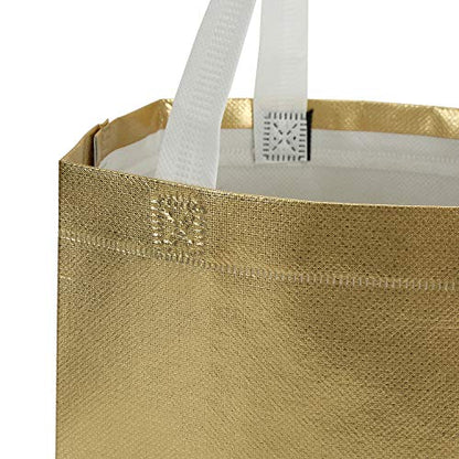 Tosnail 40 Pack 10 x 8 Inch Reusable Present Gift Bag, Medium Grocery Bags, Shopping Tote Bag for Weddings, Birthday, Party - color: Gold