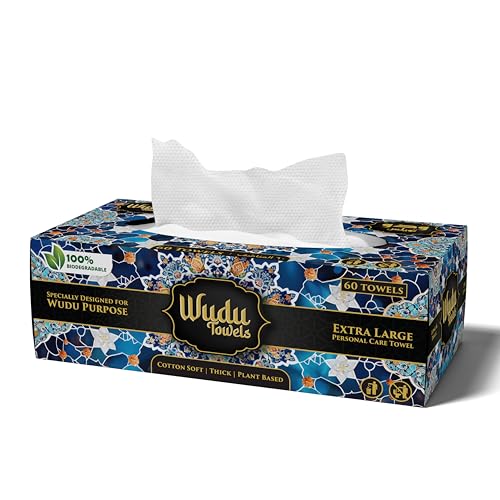 Wudu Towel After Ablution – 60 Count (Pack of 1) – Biodegradable Cloth-Based Dry Towels – Islamic Prayer Accessory for Home, Mosques, Travel – Pairs with Prayer Beads, Mats & Qibla Compass - color: Black