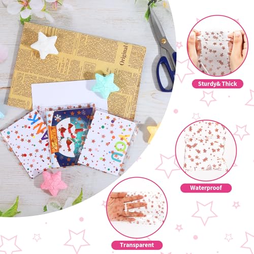 COQOFA 100 Pcs 4x 6 In Star Self-Sealing Cellophane Treat Bag, Clear Cookie Candy Bags Resealable Cellophane Gift Goodie Bag OPP Plastic Party Favor Bags for Bakery,Wedding,Birthday,Baby Shower ,Self Adhesive for Packaging (Rose Gold) - color: Rose Gold(S