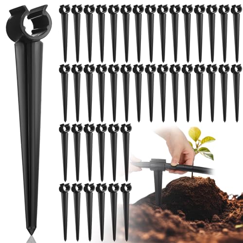 50 Pcs Irrigation Drip Support Stakes 1/2 Inch Tubing Hose Holder, Pipe Universal Drip Lines Tubing Hose for Gardening Patio Lawn Irrigation Growing