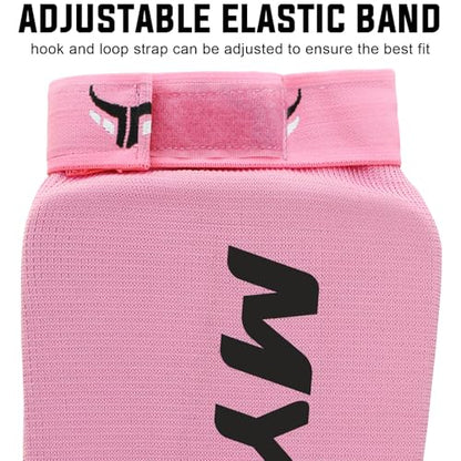 Mytra Fusion Shin Pads Instep Protector Kick Boxing Muay Thai Training Elasticated shin Guards - color: Pink, size: Small-Medium