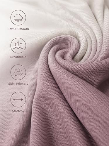 Premium Stretch Cotton Gradient Scarf for Women, Soft Jersey Wrap Shawl, Lightweight Ombre Hijab for Everyday Wear - color: Mctlo2537-brown