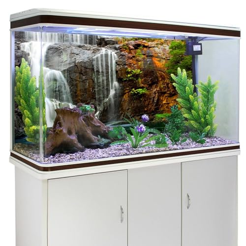 72x24 in Waterfall Mountain Terrarium Backdrop Reptile Habitat Background | AWERT Tropical Plants Lake Terrarium Background Durable Vinyl - size: 72x24in/180x60cm