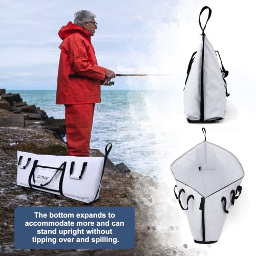 Goture Insulated Fish Cooler Bag, 500D PVC Leakproof Fishing Kill Bag | Waterproof Fish Bags with Carry Handle and Strap, Large Fishing Cooler Bags with Drain Plug, 59.06"x 20.08"x 9.06"