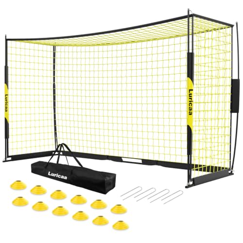 Soccer Goal 12×6 ft /16×7 ft Portable Soccer Goals Net for Backyard | Quick Setup Training Equipment, with Carry Bag, 4 Ground Nails, 12 Training Cones - color: 16×7FT Black