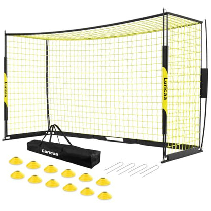 Soccer Goal 12×6 ft /16×7 ft Portable Soccer Goals Net for Backyard | Quick Setup Training Equipment, with Carry Bag, 4 Ground Nails, 12 Training Cones - color: 16×7FT Black