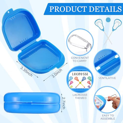 Vicenpal 6 Pcs Lacrosse Mouthguard Case with Carabiner Sticker Lacrosse Holder Mouthguard Case for Youth Adult Sports Protection and Travel Storage Secure