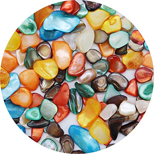 MOP Small Mini Mix Color Crushed Mother of Pearl Shells | Natural Seashell Fragments for Crafts, Vase Filler and Wedding Decor, 32 oz (2 lb) - color: Mixed