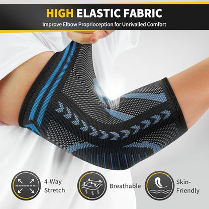 CAMBIVO 2 Pack Tennis Elbow Brace for Tendonitis and Tennis Elbow,Golfers Elbow, Arm Compression Sleeves for Women and Men, Bíceps Support Sleeve for Weightlifting, Basketball and Workout | Golfers Elbow and Arthritis Relief, Breathable 3D Knit Fabric, 4-