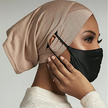 4 Pieces Muslim Under Scarf with Ear Hole Stretch Jersey Inner Hijabs Tube Caps for Islamic Women Turban Bonnet… - color: Red+yellow+blue+pink