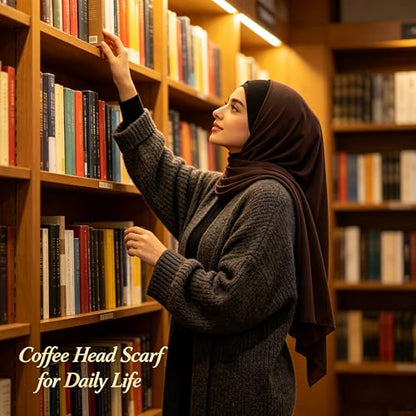 Hijab Scarf for Women, 3PCS Set with Undercap and Hijab Clip Lightweight Modal Muslim Head Wrap Scarf for Daily - color: Sy10-coffee Hijab+black Undercap