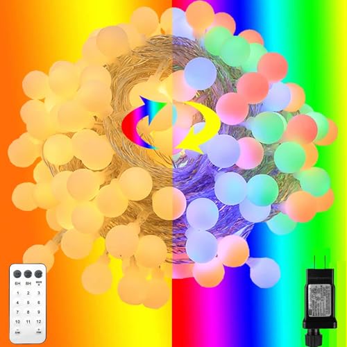 RaThun 116ft Globe String Lights with Remote, Multicolor & Warm White - size: 116ft Multicolor Plug In String Lights