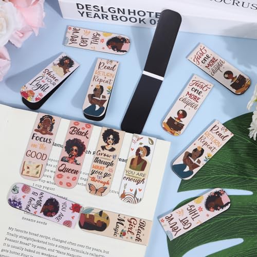Wxiben Black Girl Magnetic Bookmark - 30 Pcs Black Women Inspirational Quotes Book Mark Magnets Reading Bookmarks Magnetic African American Women Book Markers Page Clip for Students Teachers Gifts - style: Black Girl