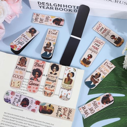 Wxiben Black Girl Magnetic Bookmark - 30 Pcs Black Women Inspirational Quotes Book Mark Magnets Reading Bookmarks Magnetic African American Women Book Markers Page Clip for Students Teachers Gifts - style: Black Girl