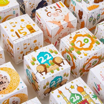 Ramadan Advent Calendar 2025, 30 Ramadan Countdown Boxes with Festive Islamic Art, Eid Mubarak Coutdown Calendar Fillable Ramadan Gifts Box, Ramadan Decorations for Home