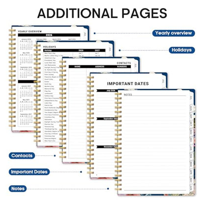 Planner 2026–2027, Academic Monthly Weekly Spiral Calendar, July 2026 – June 2027, Hardcover Agenda Notebook with Tabs, 6.3" x 8.5", Perfect for Students, Teachers, School & Daily Planning - Pelagic Petalia - color: J-Pelagic Petalia, size: (6.3"x8.5")a5