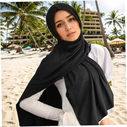 Jersey Hijab for Women, Soft Breathable Modal Hijab, 67x28 Inch Long Black Hijab, Fashion Muslim Hijab Scarf for Women Black Hijab Hijab Scarf Jersey Hijab for Women - color: Black