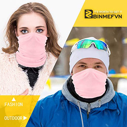 Polar Fleece Neck Warmer - Windproof Winter Neck Gaiter Cold Weather Face Mask For Men Women - 1 Pack - color: 1 Pack Pink