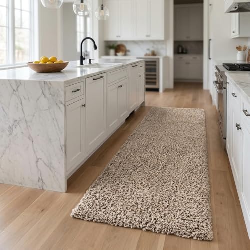 Unique Loom Solid Shag Collection Area Rug (2' 6" x 13' 1" Runner, Taupe) - color: Taupe, size: 2'6" x 13'1" (Runner)
