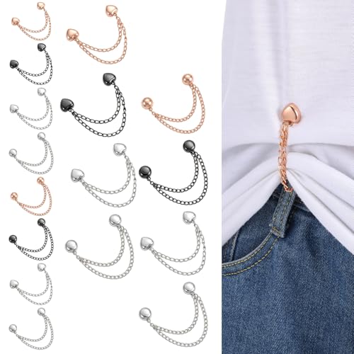 Magnetic Clothing Clips with Chain, 12 Pcs Multi-Function Magnet Magnet Button Pins Hijab Cuff Clips for Hijab, Sleeves, Pants, Scarf, Hem, No-Pin Styling Accessory