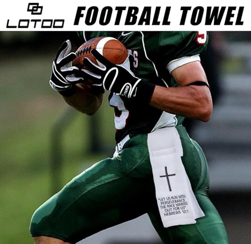 lotoo Christian Cross Football Towel Cotton,White Quarterback Qb Sports Towels,Bible Verse Football Towels for Football Jesus Faith - color: Hebrews 12:1