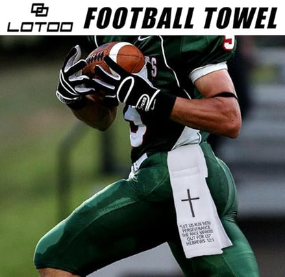 lotoo Christian Cross Football Towel Cotton,White Quarterback Qb Sports Towels,Bible Verse Football Towels for Football Jesus Faith - color: Hebrews 12:1