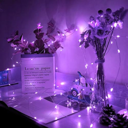 8 Pack Purple Fairy Lights 7Ft 20 LED Twinkle String Lights 3 Modes Battery Operated Waterproof Firefly Starry for Mason Jar Wedding Halloween Christmas Valentines Day Party Table Centerpieces - color: Purple, size: 8