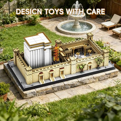 Jerusalem Temple Building Blocks Sets Judaism Architecture Building Toys Solomon’s Holy Temple Model Toys Judaica & Christian Bible Gift for Adults Teens 3233 PCS - color: Gold