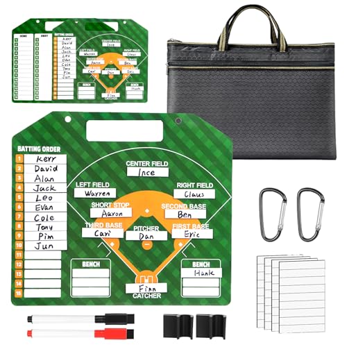 Magnetic Baseball Coaching Clipboard with Carrying Bag, Lineup Board | Double Sided Softball & Baseball Coach Board Dry Erase Clipboard for Coaches with 40 Lineup Cards, Baseball Accessories - style: BBoard with Bag