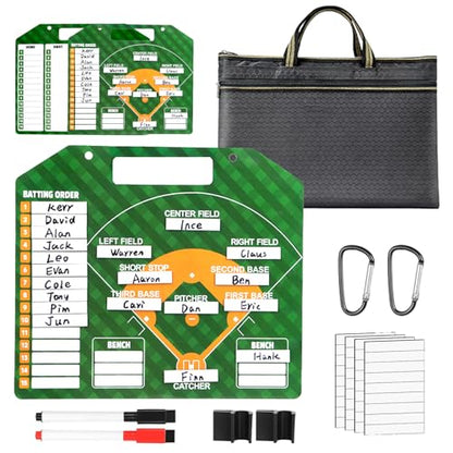 Magnetic Baseball Coaching Clipboard with Carrying Bag, Lineup Board | Double Sided Softball & Baseball Coach Board Dry Erase Clipboard for Coaches with 40 Lineup Cards, Baseball Accessories - style: BBoard with Bag