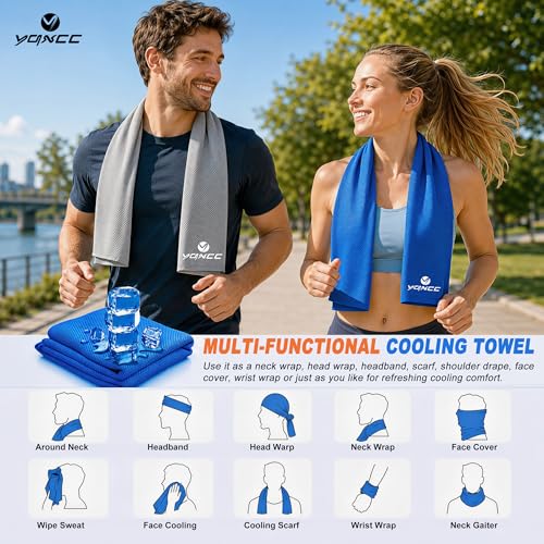 YQXCC 4 Pack Cooling Towels 40"x12", Cool Ice Towels for Neck & Face | Cooling Neck Wraps, Soft Breathable Microfiber Chilly Towels, Ideal for Gym, Yoga, Golf, Running, Camping & Hot Weather - color: 2 Dark Blue, 2 Green