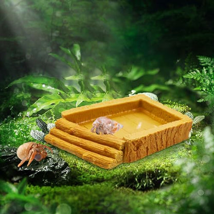 Hermit Crab Pool, Resin Reptile Water Bowl & Bathing Dish, Aquarium Tank Cage Habitat Accessories for Small to Medium Hermit Crab Turtles Lizard Frog Gecko Bearded Dragon