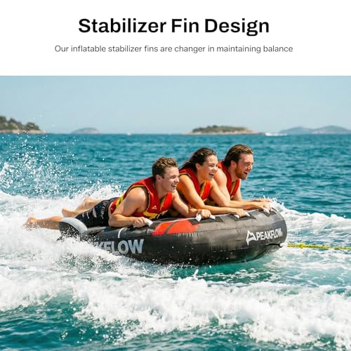 PEAKFLOW Towable Tube,Boat Tube,1-3 Person,Tubes for Boating,PVC Liner and Full Nylon Cover,Lake & Ocean Fun - size: 3 Rider Phantom