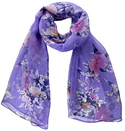 Xyueanlo Scarfs for Women Lightweight Scarves Fashion Print Floral Pattern Scarf Shawls - color: P-purple