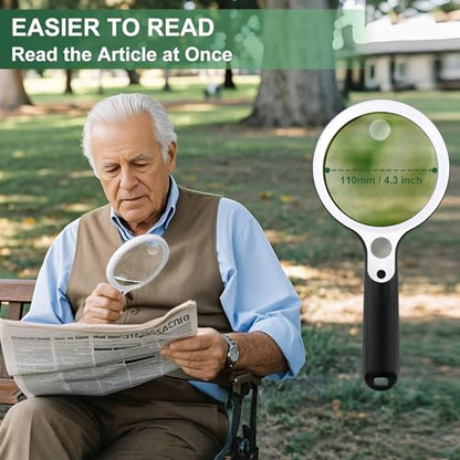 10X 20X 45X Magnifying Glass with 48 LED Light | Handheld Illuminated Lighted Magnifier with 5 Light Modes Rechargeable Magnifying Glass for Seniors Reading Inspection - color: Black Handle
