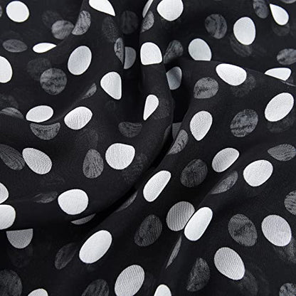 E-Clover Women Soft Floral Print Shawl Chiffon Sheer Scarf - color: Polka Dot-black White