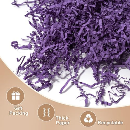 Wowxyz 1 LB Crinkle Cut Paper Shred Purple Crinkle Shredded Paper for Gift Baskets - Gift Box Bag Filler - Confetti Stuffing for Birthday, Holiday Present Packaging Wrapping - color: Purple