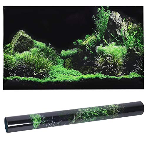 Black Aquarium Background Static Cling, Reusable PVC Fish Tank Wallpaper 24x11.8 24x15.7 30x18.1 36x19.7 48x18.1, No Glue Fish Tank Backdrop Easy to Install for Aquarium Decor - size: 122×46cm